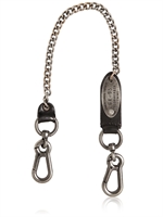 DSQUARED - VINTAGED METAL & LEATHER POCKET CHAIN - BLACK