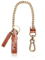 DSQUARED - VINTAGED METAL & LEATHER POCKET CHAIN - COGNAC
