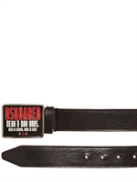 DSQUARED - 3.5CM LEATHER BELT W/ ENAMELED BUCKLE - BROWN/BLACK