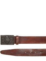 DSQUARED - 4CM VINTAGED LEATHER BELT - DARK BROWN