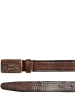 DSQUARED - 2CM VINTAGED LEATHER BELT - DARK BROWN