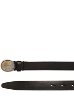 DSQUARED - 2.5CM LEATHER BELT W/ VINTAGED BUCKLE - BLACK