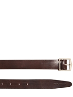 DSQUARED - 2.5CM EMBOSSED LOGO LEATHER BELT - DARK BROWN