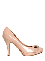 SALVATORE FERRAGAMO - 100MM TINA PATENT LEATHER PUMPS - NUDE