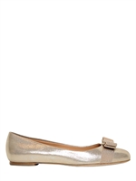 SALVATORE FERRAGAMO - 10MM VARINA METALLIC BALLERINA FLATS - PLATINUM
