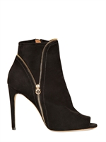 SALVATORE FERRAGAMO - 100MM RIONA SUEDE OPEN TOE LOW BOOTS - BLACK