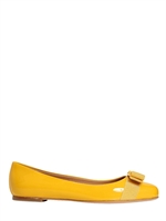 SALVATORE FERRAGAMO - 10MM VARINA PATENT LEATHER FLATS - YELLOW