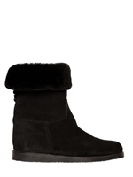 SALVATORE FERRAGAMO - 50MM MY EASE 1 SUEDE SHEARLING BOOTS - BLACK