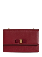 SALVATORE FERRAGAMO - MEDIUM GINNY SAFFIANO LEATHER BAG - BORDEAUX