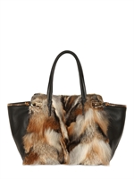 SALVATORE FERRAGAMO - MEDIUM VERVE WOVEN FOX FUR BAG - MULTI