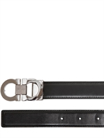 SALVATORE FERRAGAMO - 3CM REVERSIBLE BRUSHED LEATHER - BLACK/BROWN