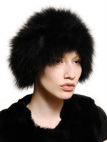 METEO - MARMOT AND RABBIT TRICOTÈ FUR HEADBAND - BLACK