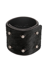 RICK OWENS - 6CM PONYSKIN 6 PIN BRACELET - BLACK