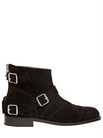 BALMAIN - 30MM BACK ZIP AND BUCKLES SUEDE LOW - BLACK