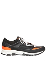 LANVIN - NEON & METALLIC LEATHER SNEAKERS - BLACK