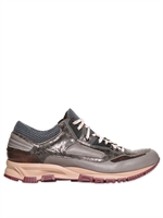 LANVIN - NEON & METALLIC LEATHER SNEAKERS - DARK GREY