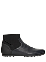 LANVIN - NEOPRENE & GRAINED LEATHER LOW BOOTS - BLUE/BLACK