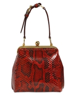 DOLCE & GABBANA - MEDIUM PYTHON AGATA BAG - RED