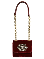 DOLCE & GABBANA - VELVET CHARLES BAG - BORDEAUX