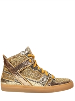 GIACOMORELLI - GLITTER HIGH TOP SNEAKERS - GOLD