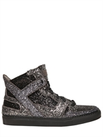 GIACOMORELLI - GLITTER HIGH TOP SNEAKERS - BLACK
