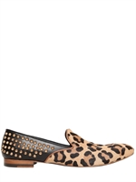 GIACOMORELLI - STUDDED PONYSKIN & LEATHER LOAFERS - LEOPARD