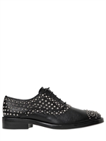 GIACOMORELLI - 20MM STUDDED CALFSKIN LACE-UP SHOES - BLACK