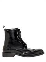DSQUARED - 30MM BRUSHED LEATHER STUDDED JAZZ BOOTS - BLACK