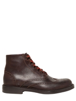 DSQUARED - 30MM LEATHER LOUISIANA LOW BOOTS - DARK BROWN