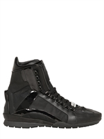 DSQUARED - TECHNO FABRIC &LEATHER HIGH TOP SNEAKERS - BLACK