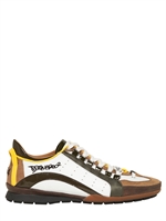 DSQUARED - LOGO EMBROIDERED LEATHER SNEAKERS - WHITE/GREEN
