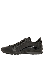 DSQUARED - EMBROIDERED LEATHER & TECHNO SNEAKERS - BLACK