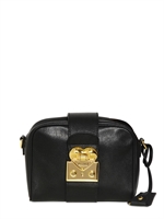 MOSCHINO - SLIM SHINY LEATHER SHOULDER BAG - BLACK
