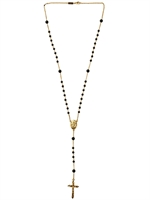 DOLCE & GABBANA - METAL AND ONYX BEADS ROSARY - GOLD