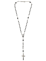 DOLCE & GABBANA - ONYX BEAD ROSARY NECKLACE - SILVER
