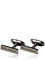 DOLCE & GABBANA - LOGO BRASS CUFFLINKS - GUN METAL