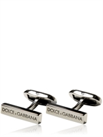DOLCE & GABBANA - LOGO BRASS CUFFLINKS - SILVER