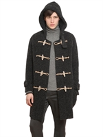 MIHARAYASUHIRO - DUFFLECOAT AUS WOLLBOUCLÉ MIT KAPUZE - DUNKELGRAU