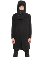 MIHARAYASUHIRO - MANTEL AUS ANGORAGEWEBE MIT ABNEHMBARER KAPUZE - SCHWARZ