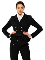 MCQ ALEXANDER MCQUEEN - RUFFLED WOOL BLEND TWILL JACKET - NAVY