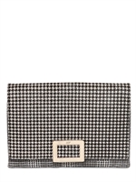 ROGER VIVIER - HOUNDSTOOTH PRINT PONYSKIN SHOULDER BAG - WHITE/BLACK