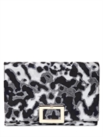 ROGER VIVIER - ENVELOPE LEOPARD PRINT SILK SHOULDER BAG - LEOPARD