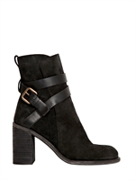 SEE BY CHLOE' - 90MM LEATHER ANKLE BOOTS - BLACK
