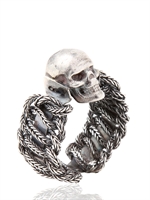 EMANUELE BICOCCHI - WOVEN SILVER SKULL RING - SILVER