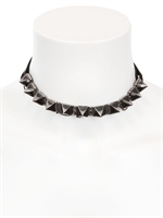 EMANUELE BICOCCHI - NAPPA LEATHER & SILVER SPIKED COLLAR - BLACK/SILVER