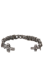 EMANUELE BICOCCHI - WOVEN CHAIN PERFORATED CROSS BRACELET - SILVER