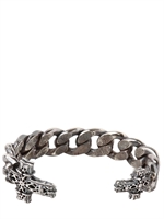 EMANUELE BICOCCHI - CHUNKY CHAIN CROSS SILVER CUFF BRACELET - SILVER