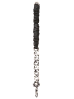 EMANUELE BICOCCHI - WOVEN LEATHER & SILVER CHAIN SKULL - BLACK/SILVER