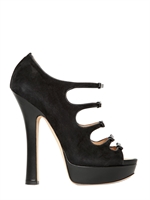 DSQUARED - 150MM SUEDE OPEN TOE PUMPS - BLACK