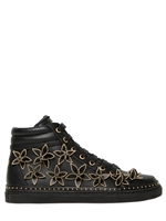 DSQUARED - 20MM CALFSKIN FLOWER SNEAKERS - BLACK